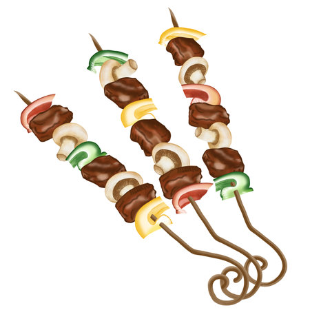 barbecued camping food,roast beefのイラスト素材