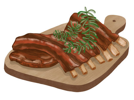 grilled pork ribsのイラスト素材