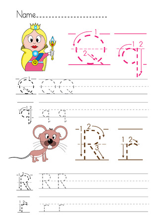 Alphabet handwriting Q Rのイラスト素材