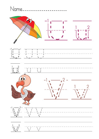 Alphabet handwriting U Vのイラスト素材