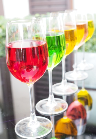 Sweet red water drink in glassの写真素材