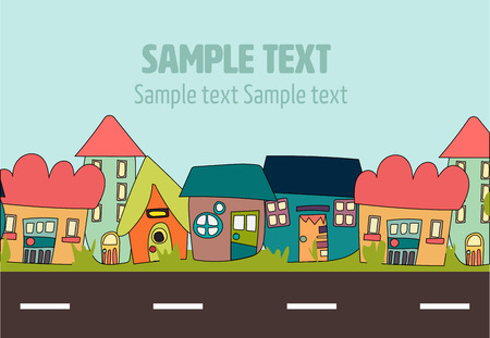 vector of many cute housesのイラスト素材