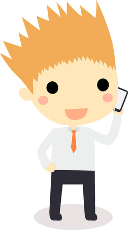 happy businessman talking on the phone.cute vectorのイラスト素材