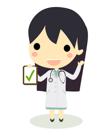 cute doctor woman and accepted clipboardのイラスト素材