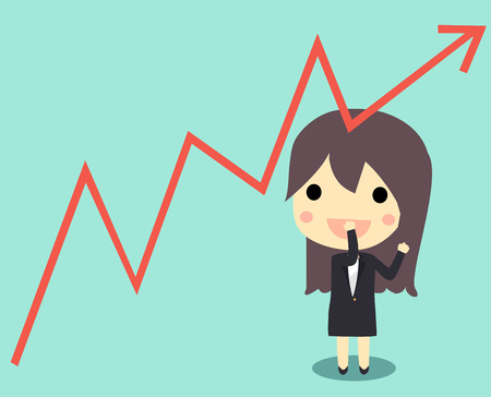 cute bussinesswoman and graph.vectorのイラスト素材