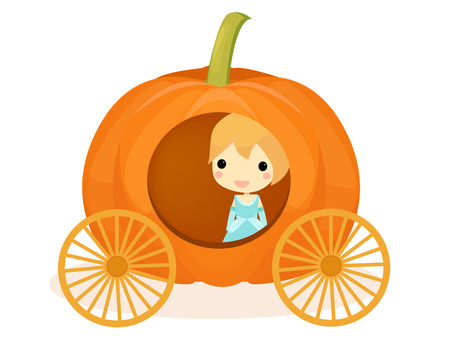 cute Cinderella in pumpkin's  carriage.vectorのイラスト素材