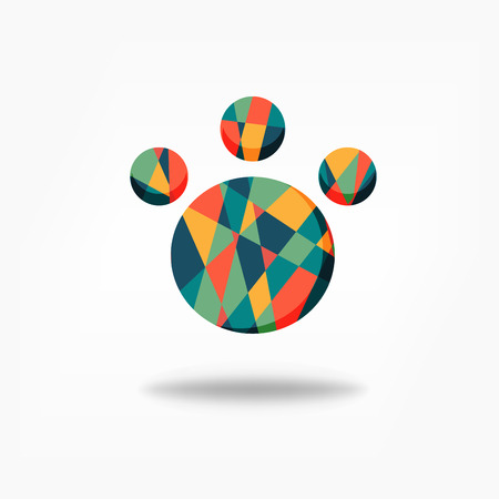 color polygonal paw vector graphic design.foot print illustration.のイラスト素材
