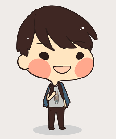 cute man hold bag.highschool.vector illustrationのイラスト素材