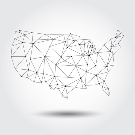 map of USA lineart design isolated on white backgroundのイラスト素材