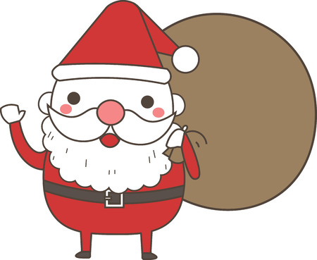 cute santa claus holding bag isolated on white backgroundのイラスト素材