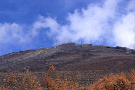 Hoei crater of Mountain Fuji in Japanの写真素材