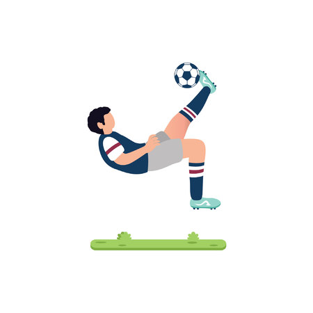 soccer player is doing an overhead kickのイラスト素材