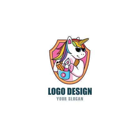 unicorn cool logo designのイラスト素材