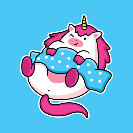 cute sleeping unicorn. animal vector cartoonのイラスト素材