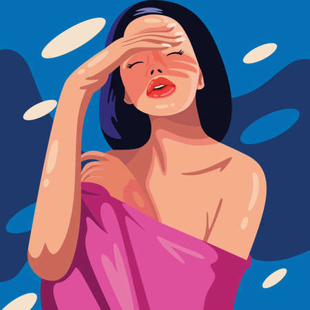 girls with cool poses with abstract backgroundsのイラスト素材