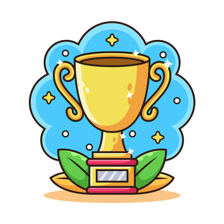 Trophy with Star Cartoon. Appreciation Vector Icon Illustration, Isolated on White Backgroundのイラスト素材