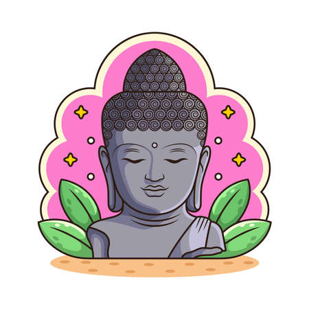 Statue of Buddha Cartoon. Symbol Vector Icon Illustration, Isolated on White Backgroundのイラスト素材