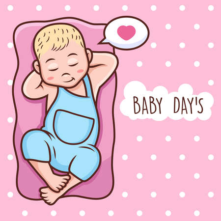Baby Relax in Bed Cartoon. Vector Icon Illustration, Isolated on Premium Vectorのイラスト素材