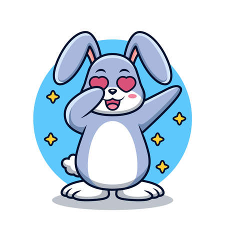 Cute Rabbit with Dubbing Pose Cartoon. Animal Vector Icon Illustration, Isolated on Premium Vectorのイラスト素材