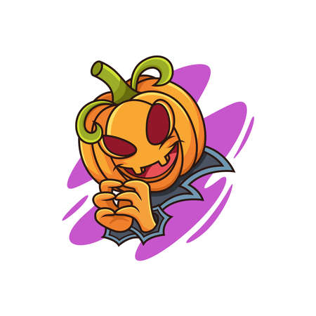 Pumpkin with Sinister Smiley. Vector Icon Illustration, Isolated on Premium Vectorのイラスト素材
