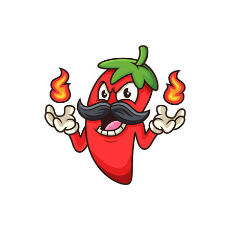 Hot chili flavor with cute expressionのイラスト素材