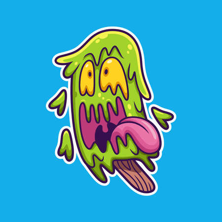 Illustration of melting monster ice creamのイラスト素材