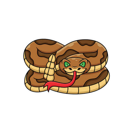 cartoon rattlesnake on white backgroundのイラスト素材
