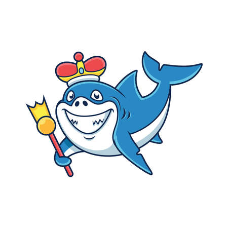 cute king shark cartoonのイラスト素材