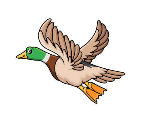cute flying duck cartoonのイラスト素材