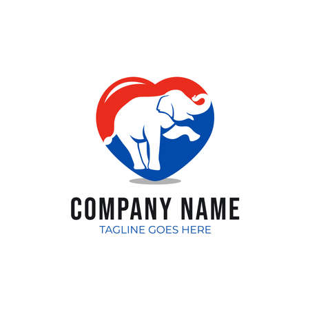 Love Elephant Simple Logo Vectorのイラスト素材