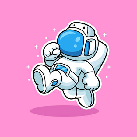 Illustration of astronaut with funny poseのイラスト素材