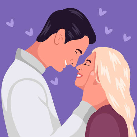 Couple with happiness expression. Romance icon concept isolated premium vectorのイラスト素材