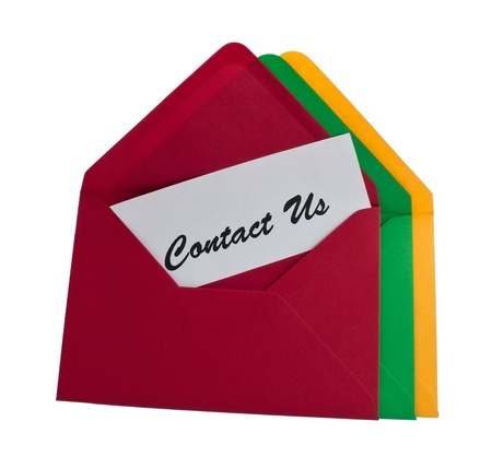 Three envelopes with contact us messageの写真素材