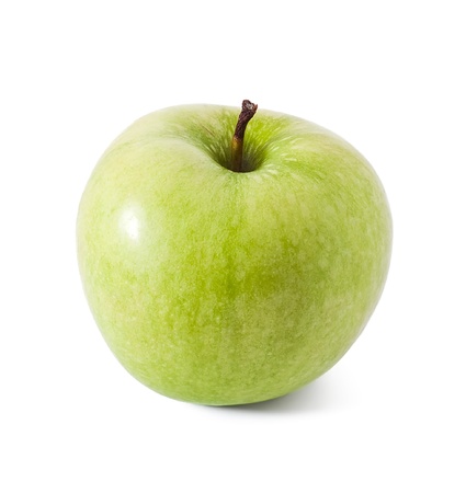 Green ripe apple isolated on white backgroundの写真素材