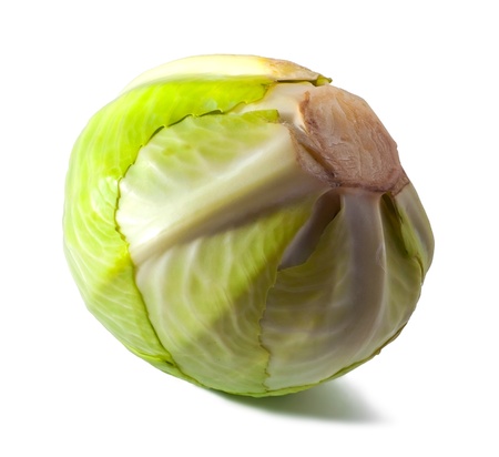 Natural green cabbage on white backgroundの写真素材