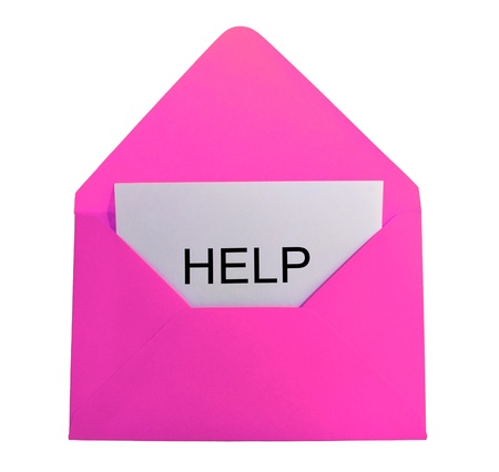 Help card in pink envelopeの写真素材