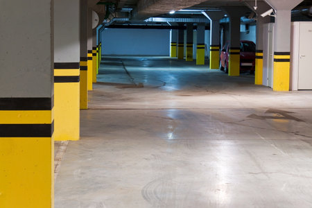 Underground parking with single carのeditorial素材