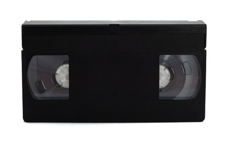 Old  blank video cassette on white backgroundの写真素材