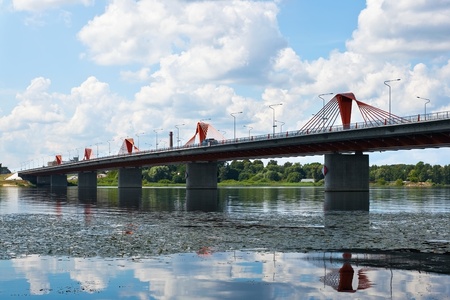 South bridge in Riga over the Daugava riverの写真素材