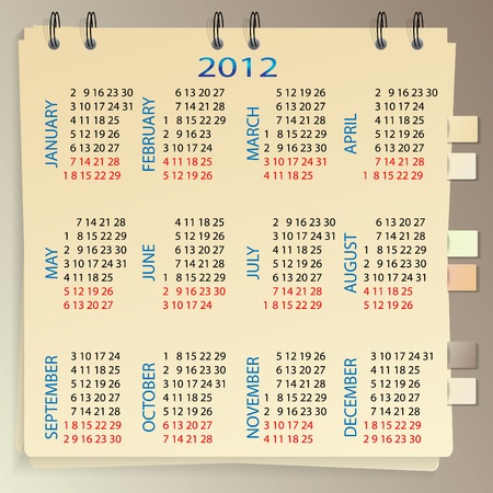 Notebook calendar for 2012のイラスト素材