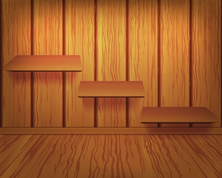 Shelves on wooden wallのイラスト素材