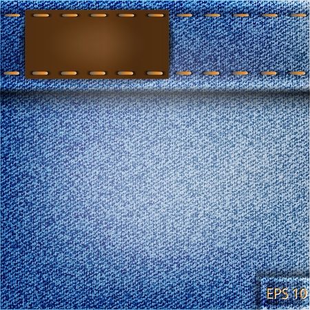 Jeans texture with leather tagのイラスト素材