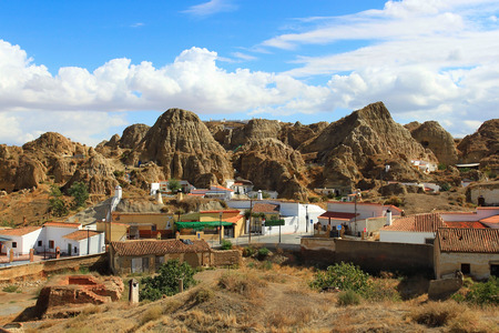 Famous troglodyte houses in Guadix village in Spainの写真素材
