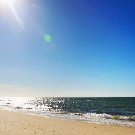 Sandy beach  and sea on sunny summer dayの写真素材