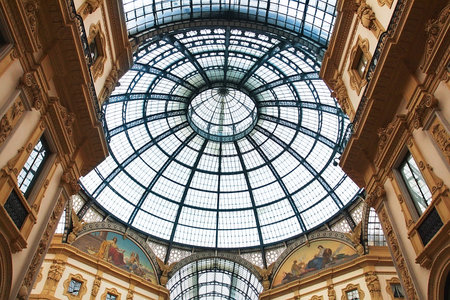 Famous glass roof of Vittorio Emanuele galleria in Milan, Italyのeditorial素材