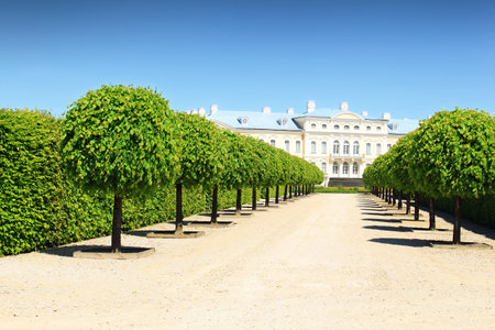 Rundale palace on sunny summer day in Latviaのeditorial素材