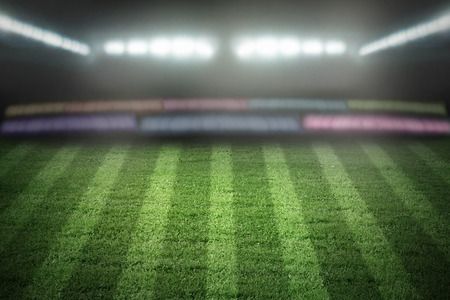 Sport stadium in light of spotlightsの写真素材