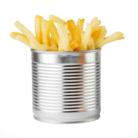 Fried potato in metal canの写真素材