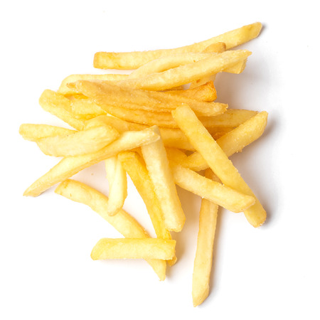 Hip of potate fries on whiteの写真素材