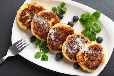 Cottage cheese pancakesの写真素材